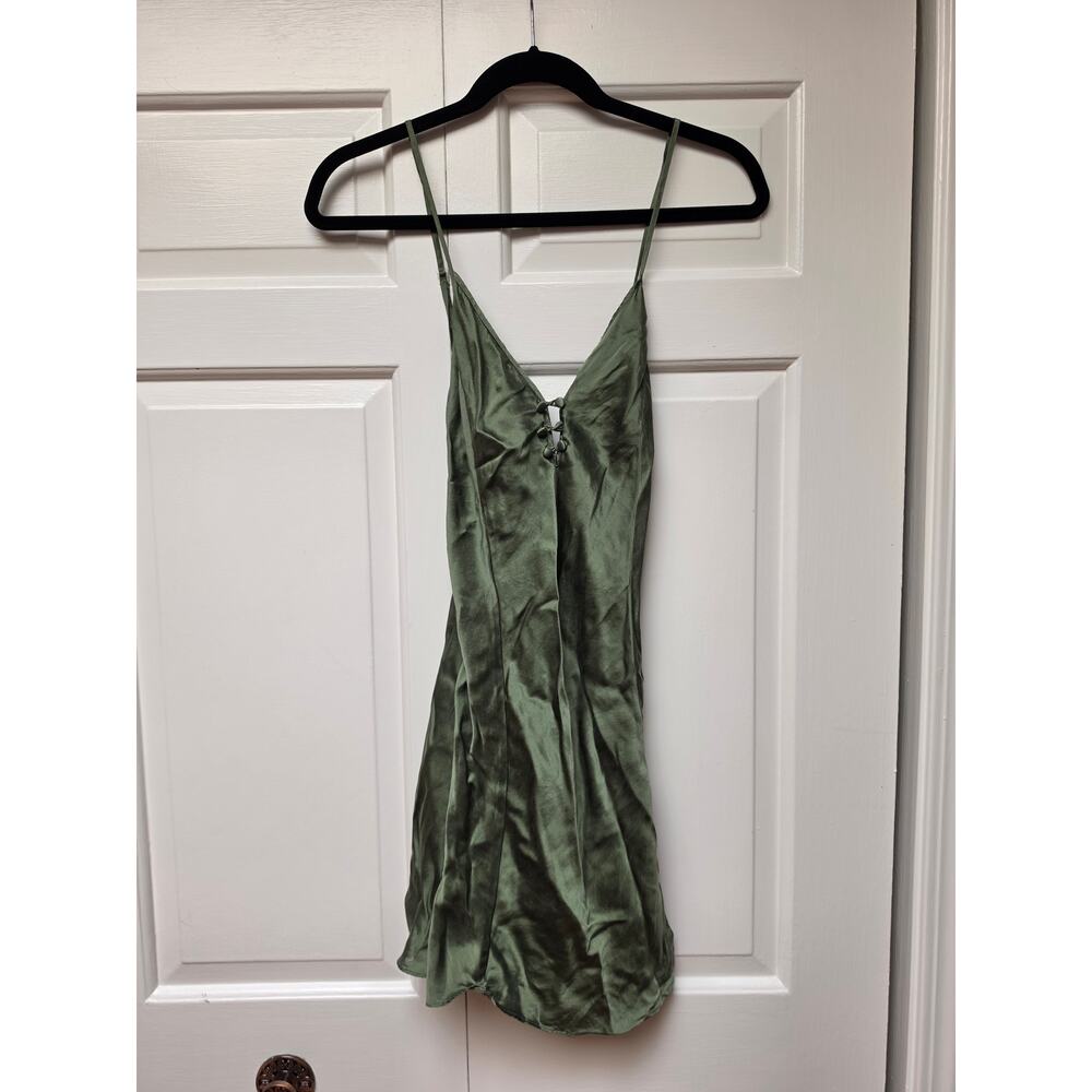 Vintage Victoria's Secret Gold Label Sage Green Silk Slip Dress Large - Picture 2 of 13